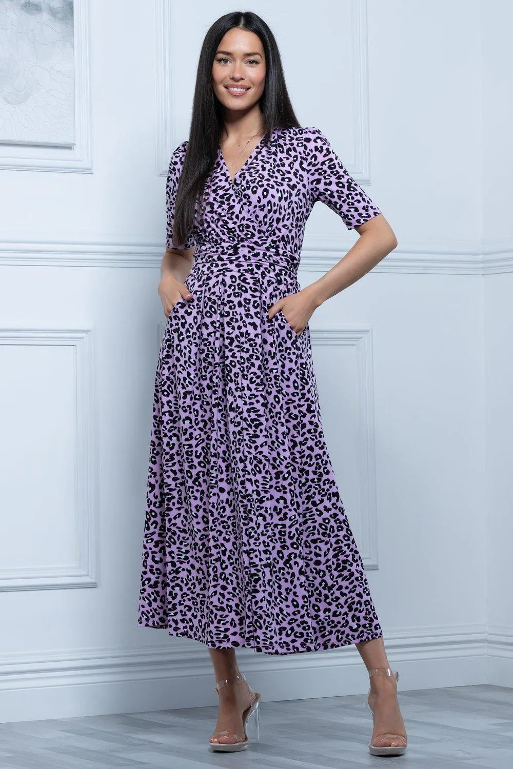 

Платье макси Selene с животным принтом Jolie Moi, розовый