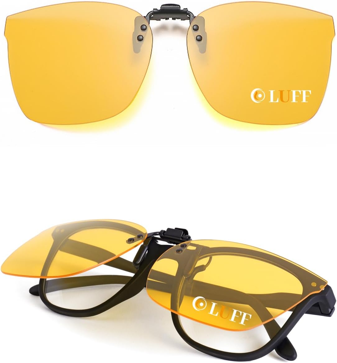 

Поляризованные очки ночного видения LUFF для мужчин и женщин, HD, антибликовые, откидные, с зажимами для очков, для использования на открытом воздухе/вождения, защита от УФ-излучения UV400, 17yellow