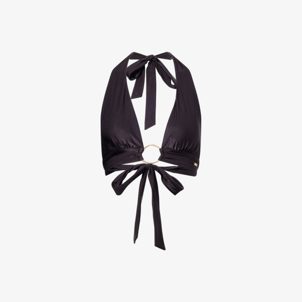 

Бикини-топ с кольцом и глубоким вырезом на бретелях Halter Plunge Ring We Are Tala, черный