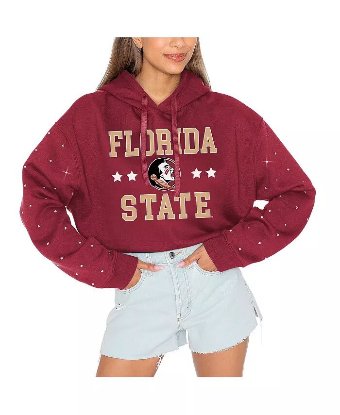 

Женская укороченная толстовка с капюшоном Garnet Florida State Seminoles Can't Lose со стразами Gameday Couture