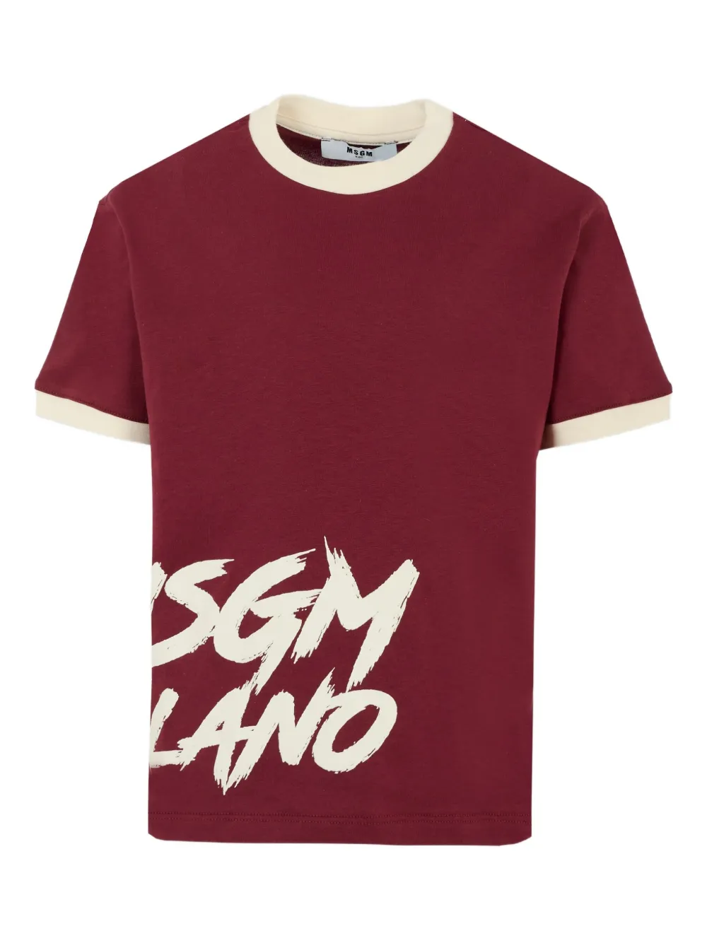 

Футболка с логотипом и воротником-стойкой MSGM Kids, красный