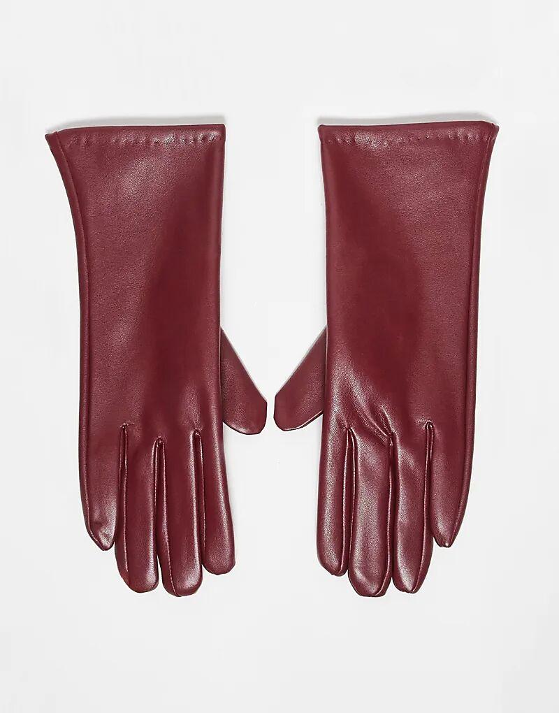 

Перчатки для сенсорных экранов из искусственной кожи My Accessories бордового цвета