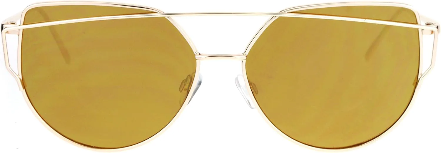 

Женские солнцезащитные очки в стиле ретро, ​​полукруглые, с металлической оправой и проволочным каркасом, защита от УФ-излучения 400 JuicyOrange, Gold (Gold Mirror)