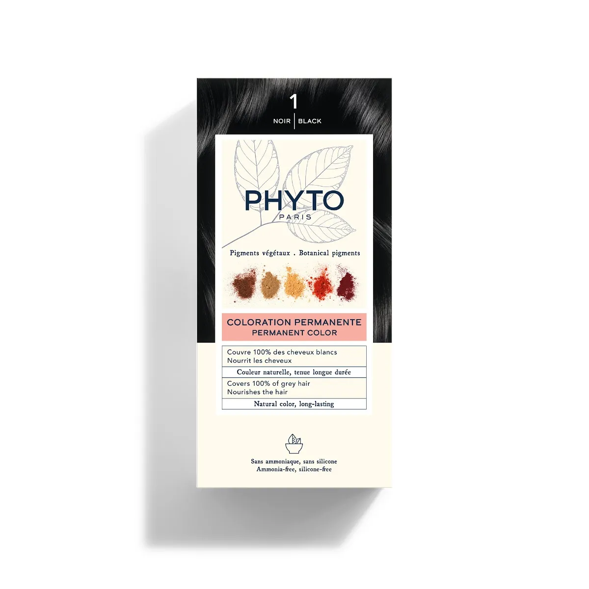 

Phyto Phytocolor 1 Черный перманентный краситель без аммиака 100% покрытие седых волос