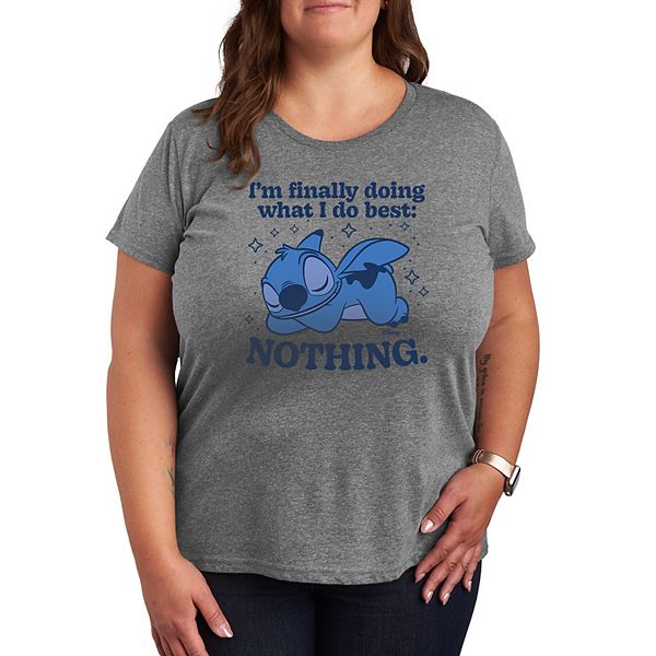

Футболка Plus size Lilo & Stitch I'm finally doing what I do best nothing Disney, Heather Gray
