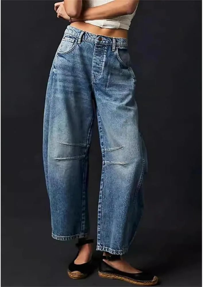 Джинсы Mid Rise Barrel Vintage Loose Wide Leg Cropped — фото 4
