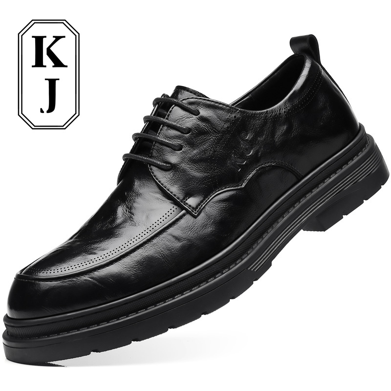 

Мужские туфли KJ-520 Black со скрытой платформой черные, цвет KJ-520 Black Hidden Wedge