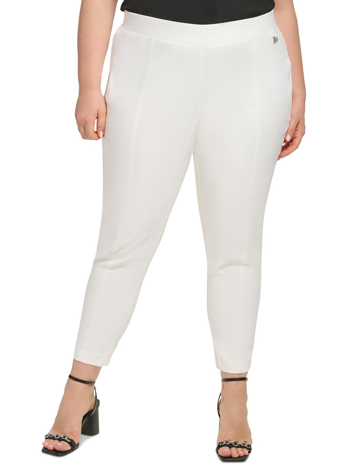 

Женские узкие брюки с высокой талией и логотипом Plus Calvin Klein, цвет soft white