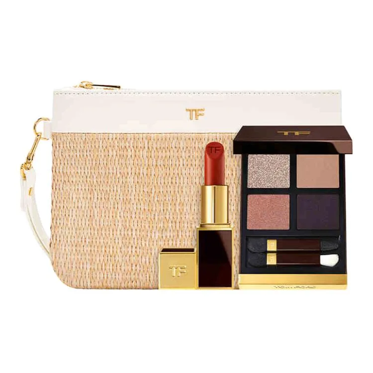 TOM FORD Помада TF Black Tube в наборе, легко растушевывается, увлажняет, Two-Piece Set: Black Tube Lipstick #16+Clear Eye Shadow #20
