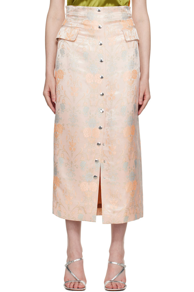 

Приталенная жаккардовая юбка миди Dries Van Noten, цвет lpink
