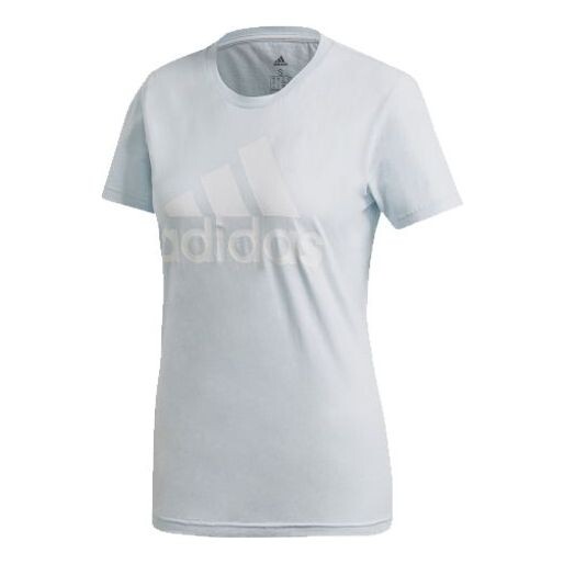 

Футболка logo printing round collar short sleeve light blue Adidas, голубой