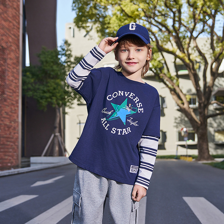 Футболка для детей Crew Neck Moderate Converse, antique зеленый — фото 3