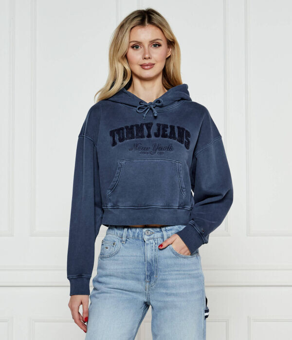 

Толстовка женская Tommy Jeans хлопковая короткая, синий