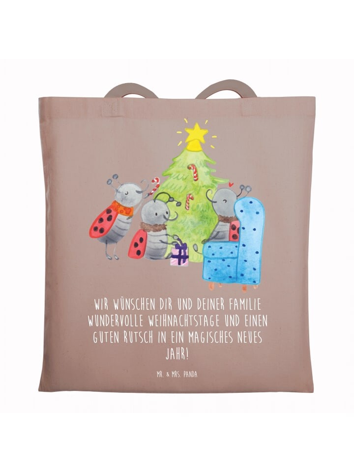 

Сумка Mr. & Mrs. Panda Tragetasche Weihnachten Smörle mit Spruch, коричневая пастель