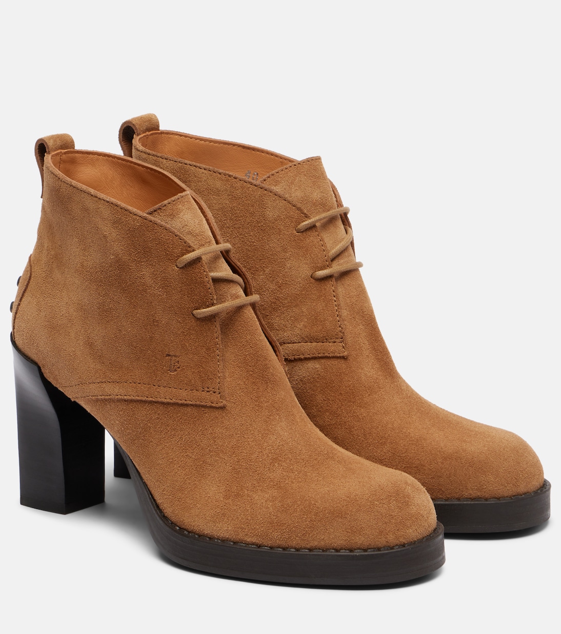 Ботинки BH Bootie 80 на шнуровке из замши Tod's, Sigaro Chiaro