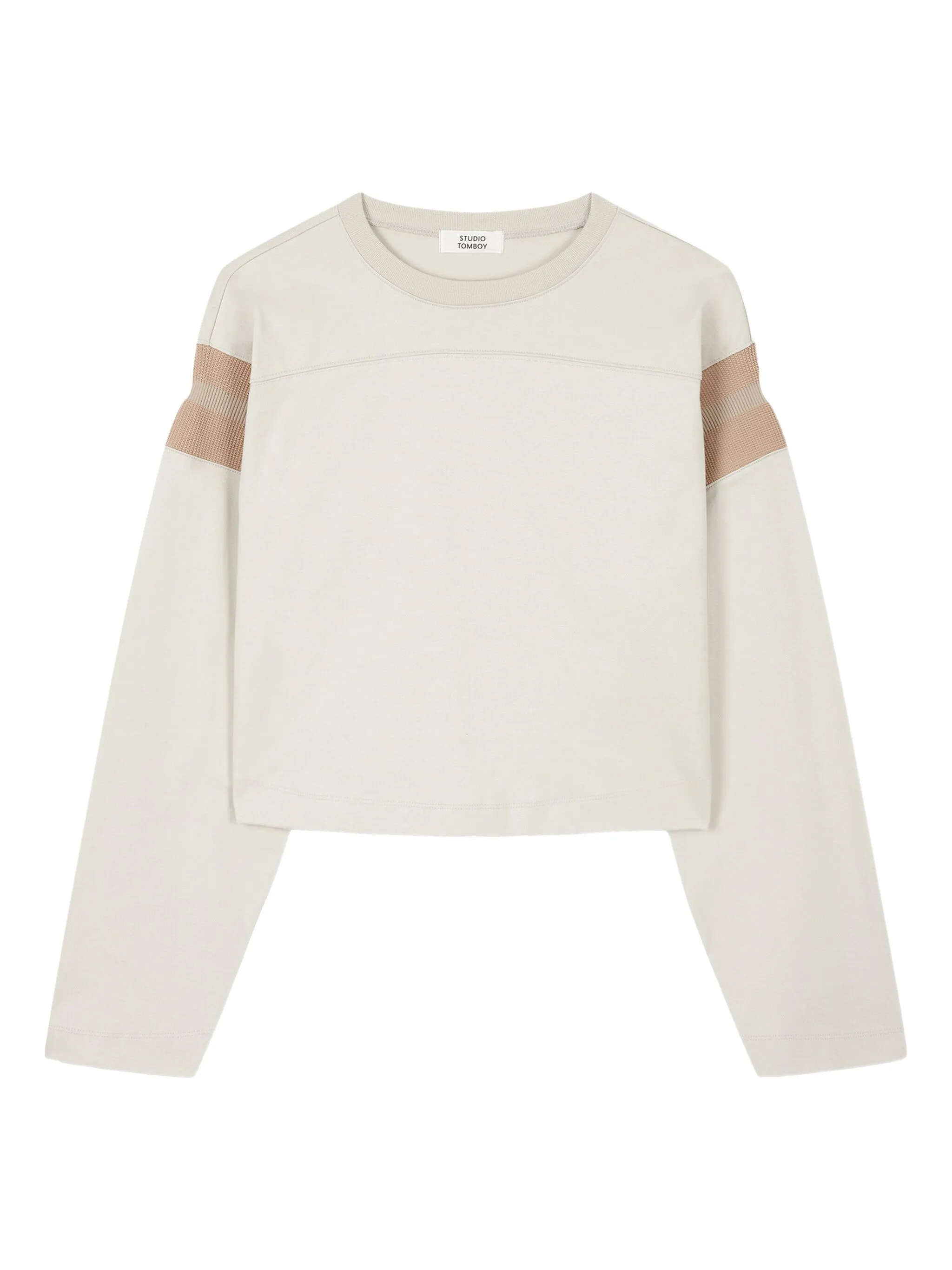 

Топ с длинными рукавами и контрастной полоской Studio Tomboy, бежевый
