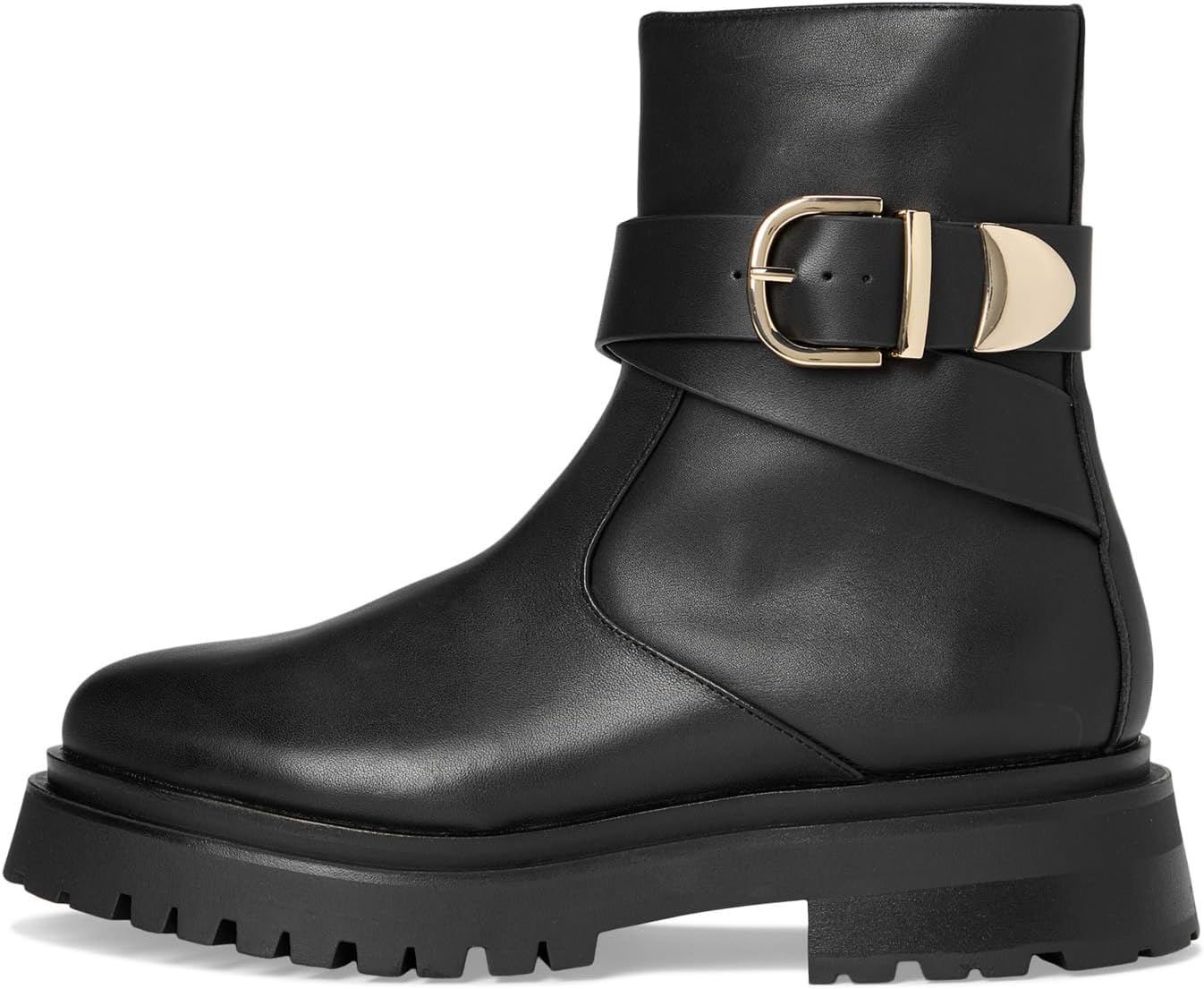 Женские ботинки Steve Madden Lonny кожаные с декоративным ремешком, черный — фото 4