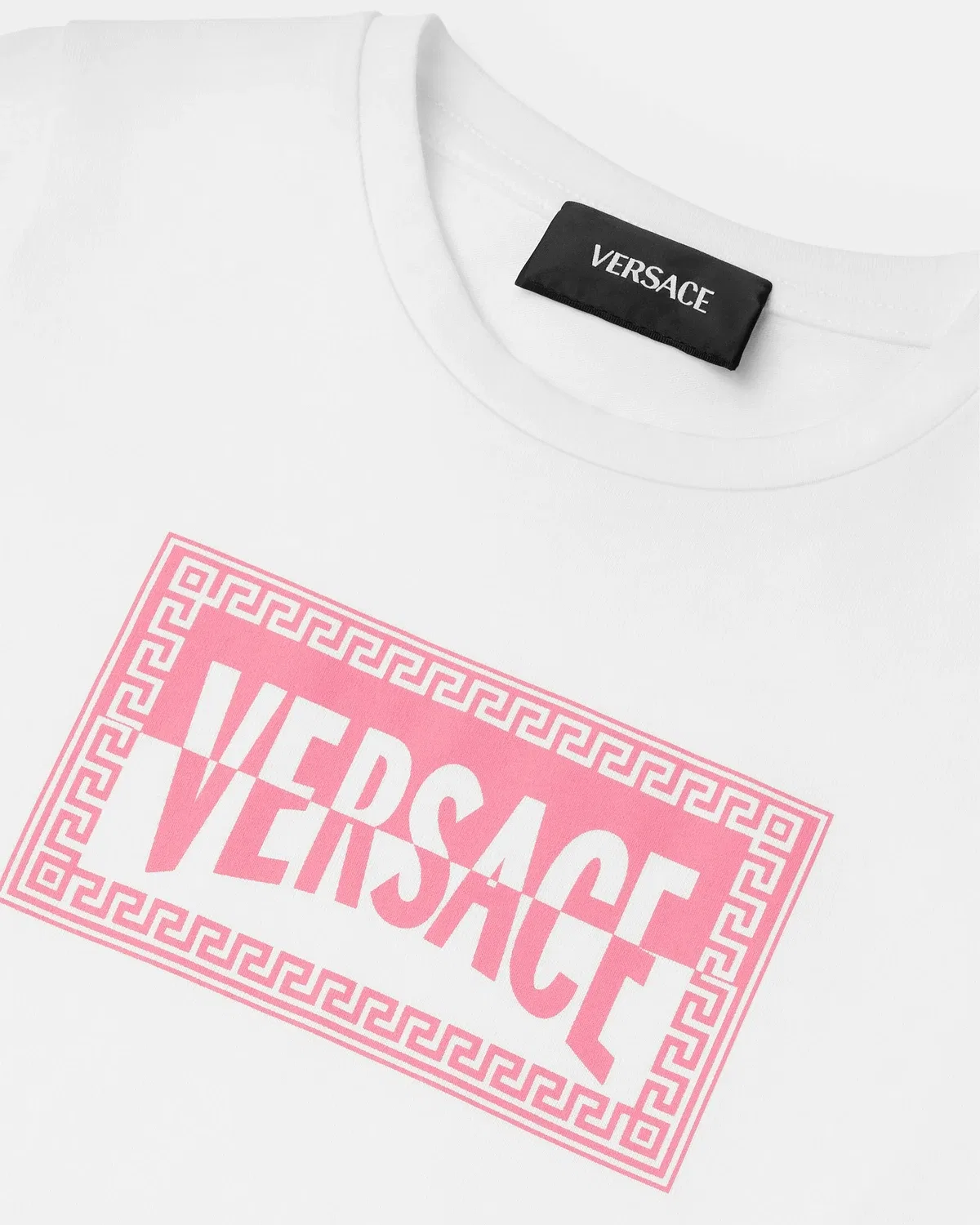 Детская футболка из хлопкового трикотажа с принтом Versace, розовый — фото 4