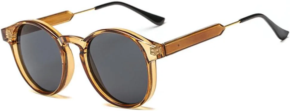 

Ретро круглые солнцезащитные очки для женщин и мужчин, прозрачные, женские солнцезащитные очки, мужские очки с защитой от УФ-излучения UV400 generic, Light Brown Grey