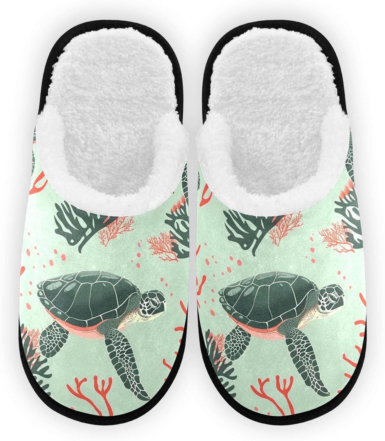 

Мягкие сланцы FENOCHE с черепахой и коралловым принтом для женщин и мужчин, теплые и удобные, для путешествий и спа, противоскользящие домашние тапочки, Multicolor