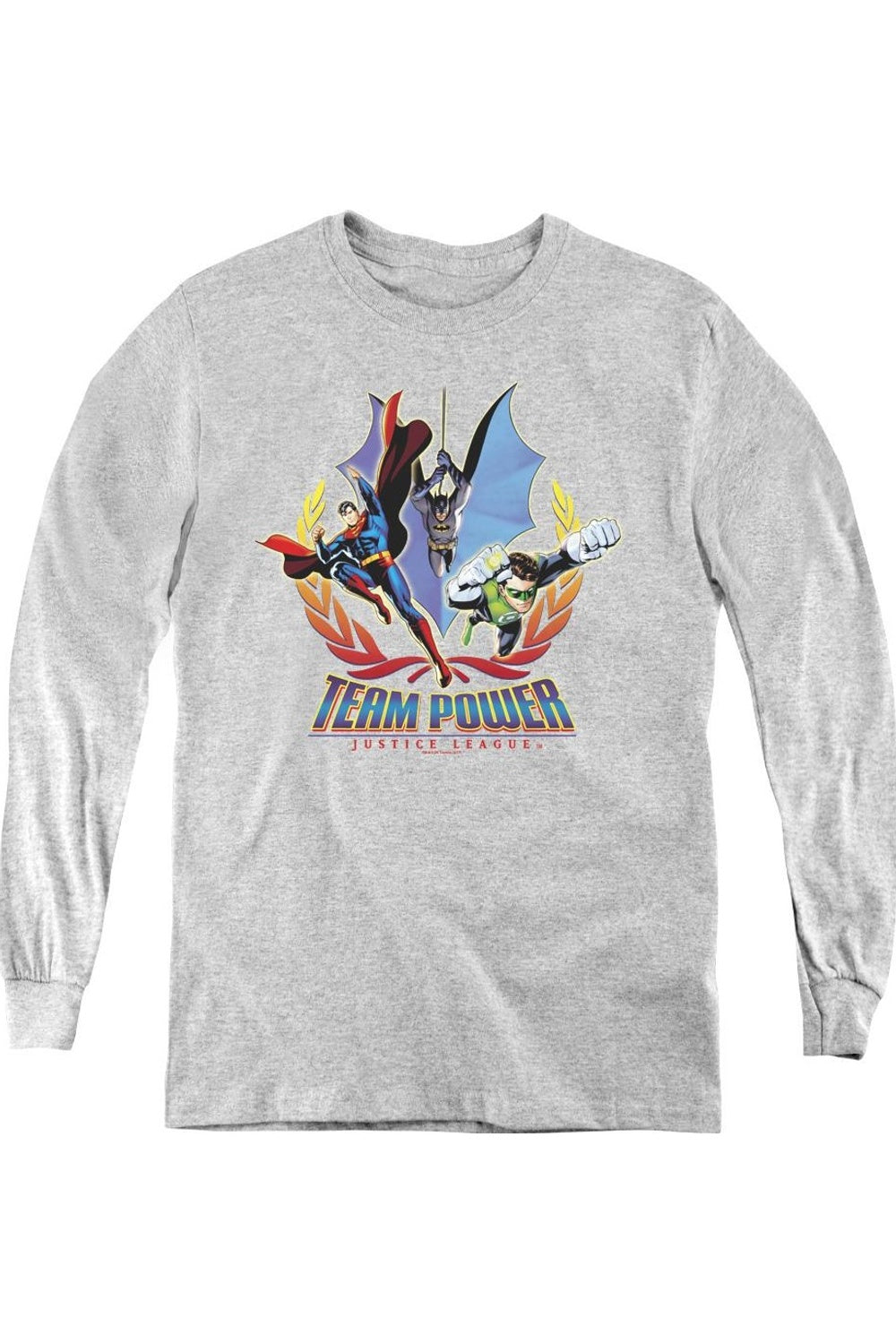 

Футболка с длинным рукавом "Команда Сила" Лиги Справедливости Америки для молодежи Gildan, Athletic Heather