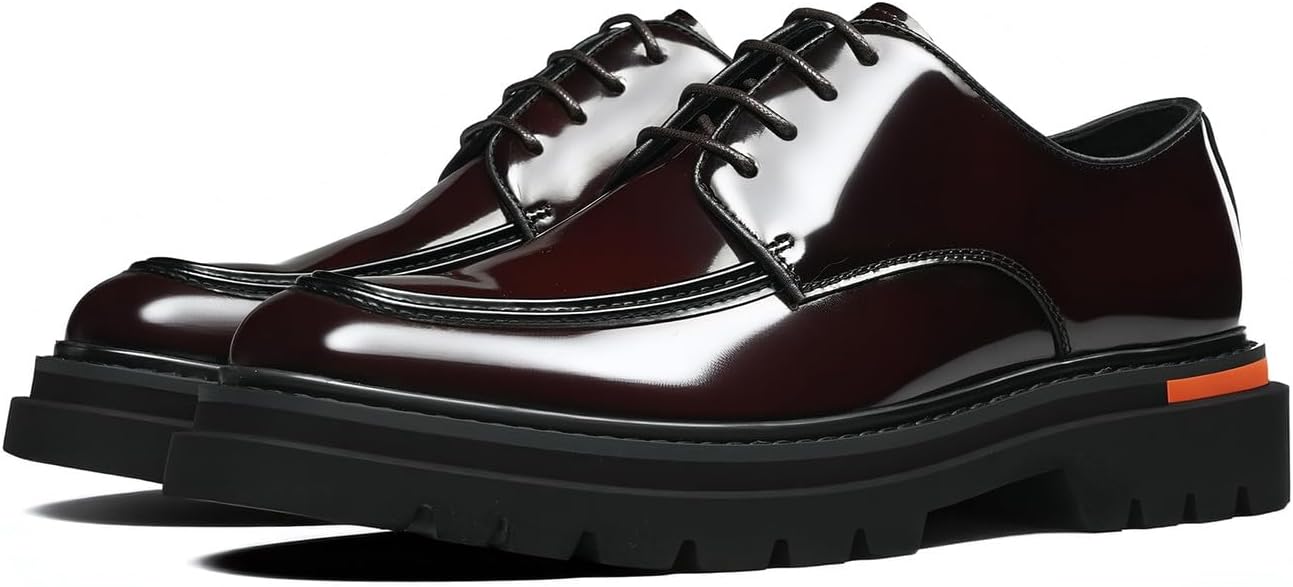 

Мужские классические туфли Santimon с массивным мокасиновым носком, оксфорды, глянцевая платформа, шнуровка, дерби- для делового, повседневного, выпускного вечера, свадьбы, коричневый