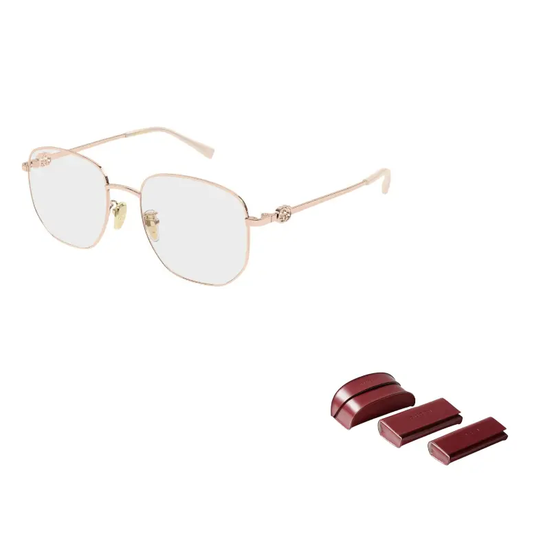 

GUCCI Металлические прямоугольные очки для зрения женские Gold