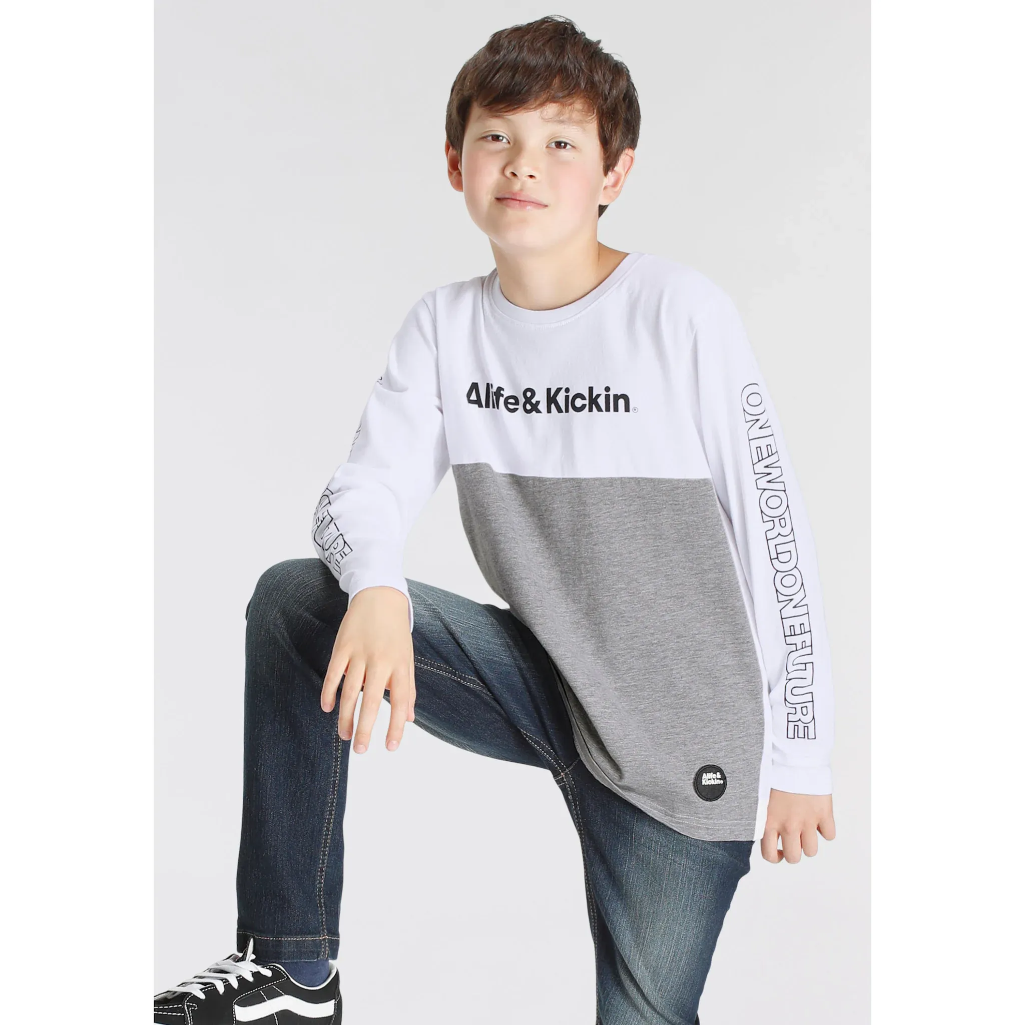 

Рубашка с длинными рукавами Alife & Kickin «Colorblocking», цвет graumeliert