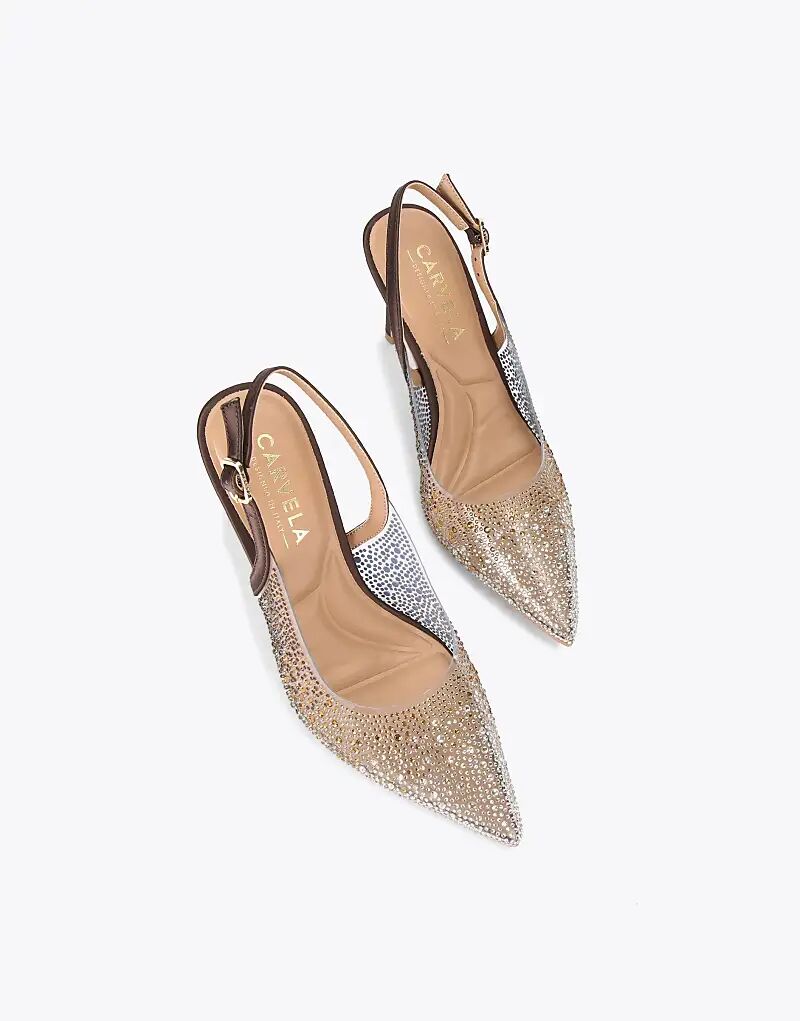 Виниловые туфли Carvela Positano на каблуке с открытой пяткой коричневого цвета — фото 2