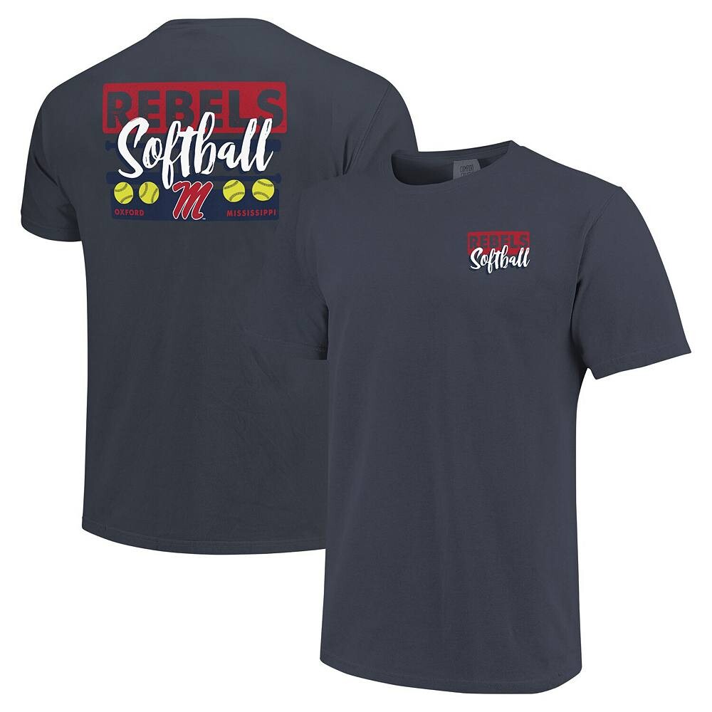 

Темно-синяя футболка унисекс Ole Miss Rebels Gritty Softball Bats Comfort Colours Image One, цвет Ole Navy