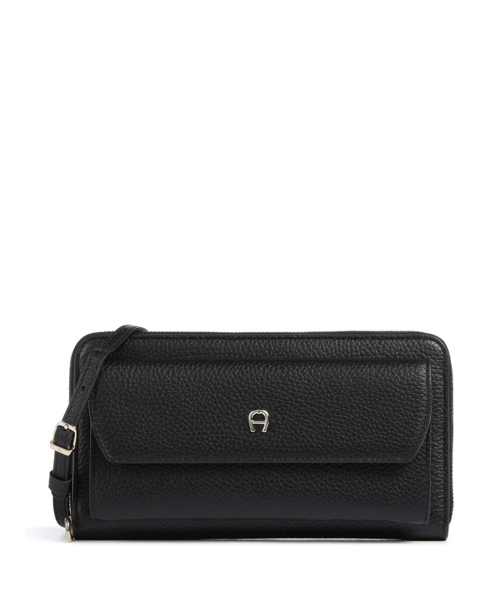 

Модный кошелек из зернистой кожи Aigner, черный
