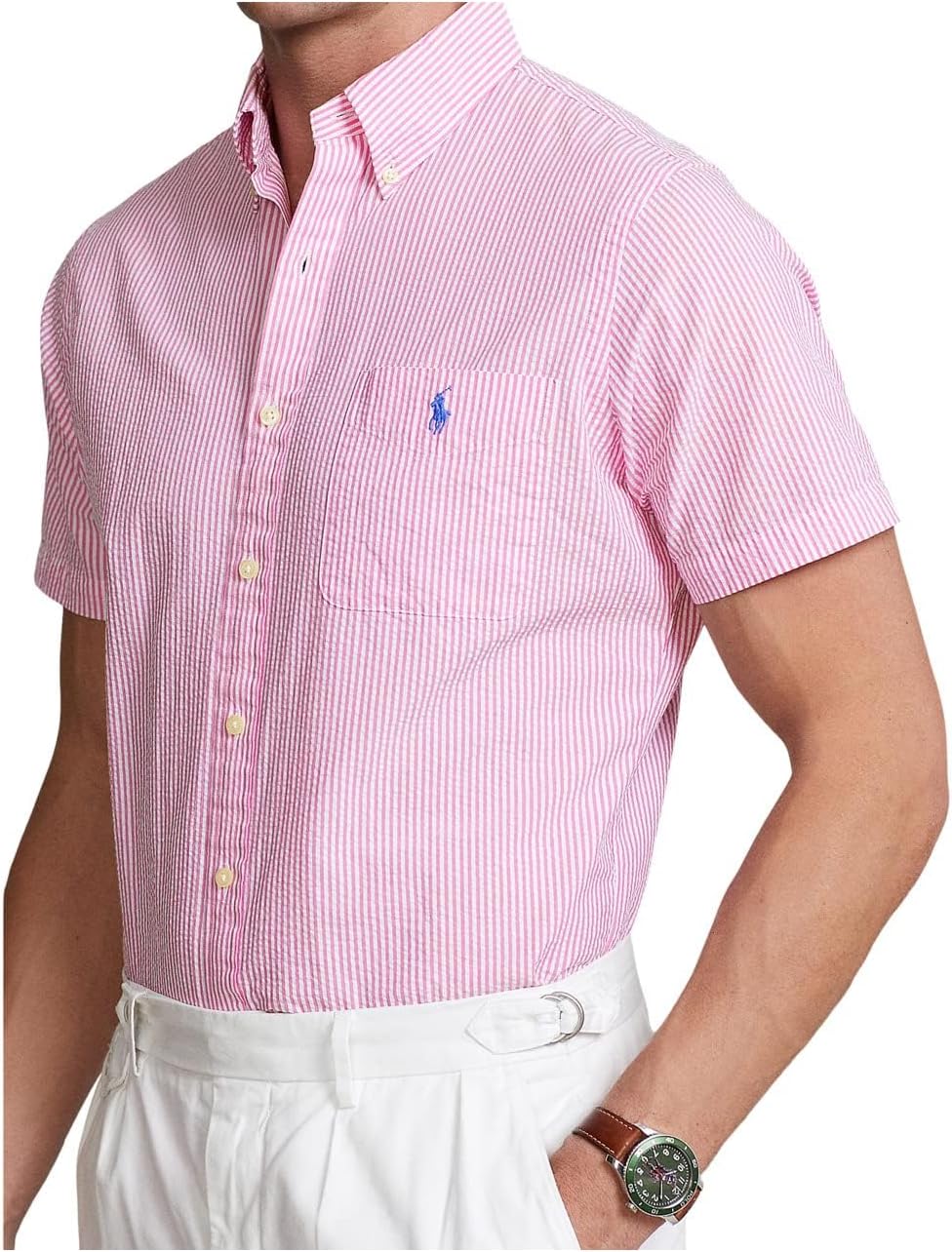POLO RALPH LAUREN мужская рубашка Prepster Classic Fit из пике, 2604H Rose/White — фото 3