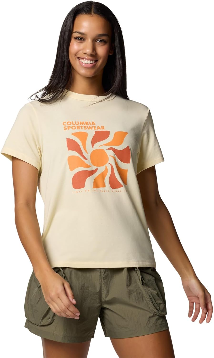 

Columbia женская футболка Sun Trek Graphic с коротким рукавом III, Lemon Wash/Wavy Rays, Серый, Columbia женская футболка Sun Trek Graphic с коротким рукавом III, Lemon Wash/Wavy Rays