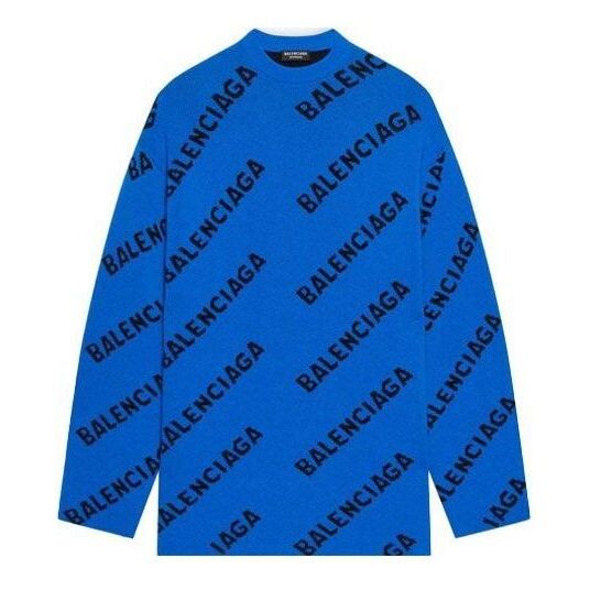 

Свитер all over logo crewneck wool knit sweater 'blue' Balenciaga, синий