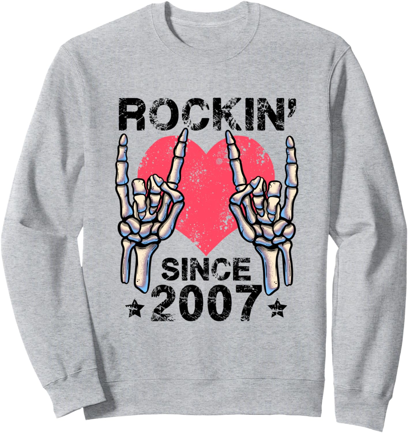 

Рок-н-ролл с 2007 года. Ретро-толстовка в стиле рок-н-ролл Visit Rock And Roll Birthday Shop Rockin Since, серый