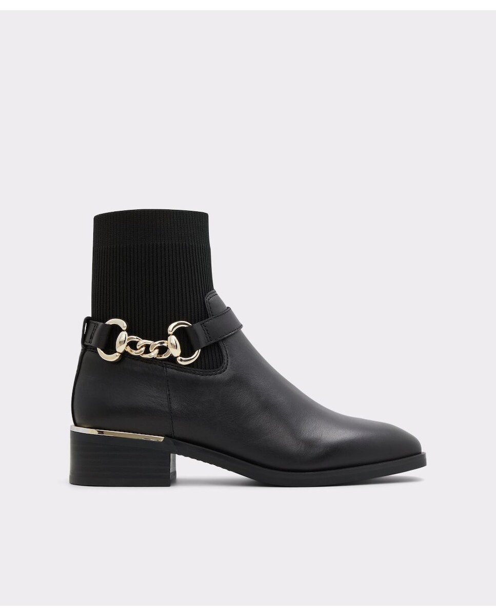 

Женские кожаные ботильоны черного цвета с квадратным носком Aldo, черный