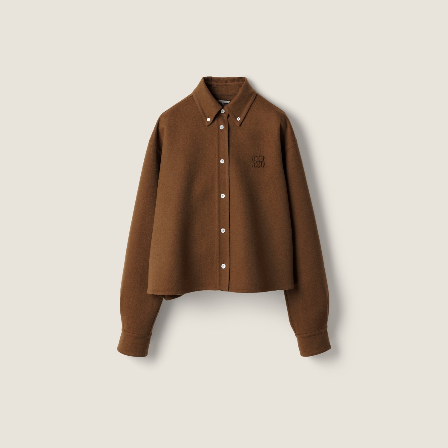 

Рубашка из двойного кашемира MIU MIU, коричневый