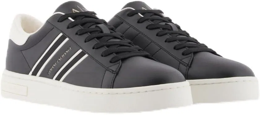 Мужские кроссовки Armani Exchange London, с боковыми полосами, контрастного цвета, Black Off White