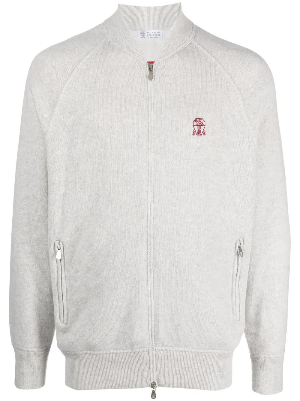 

Кашемировый кардиган с вышитым логотипом Brunello Cucinelli, серый