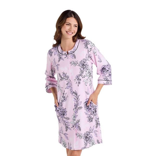 

Женский халат на кнопках из интерлокового трикотажа Miss Elaine Essentials, цвет pink print