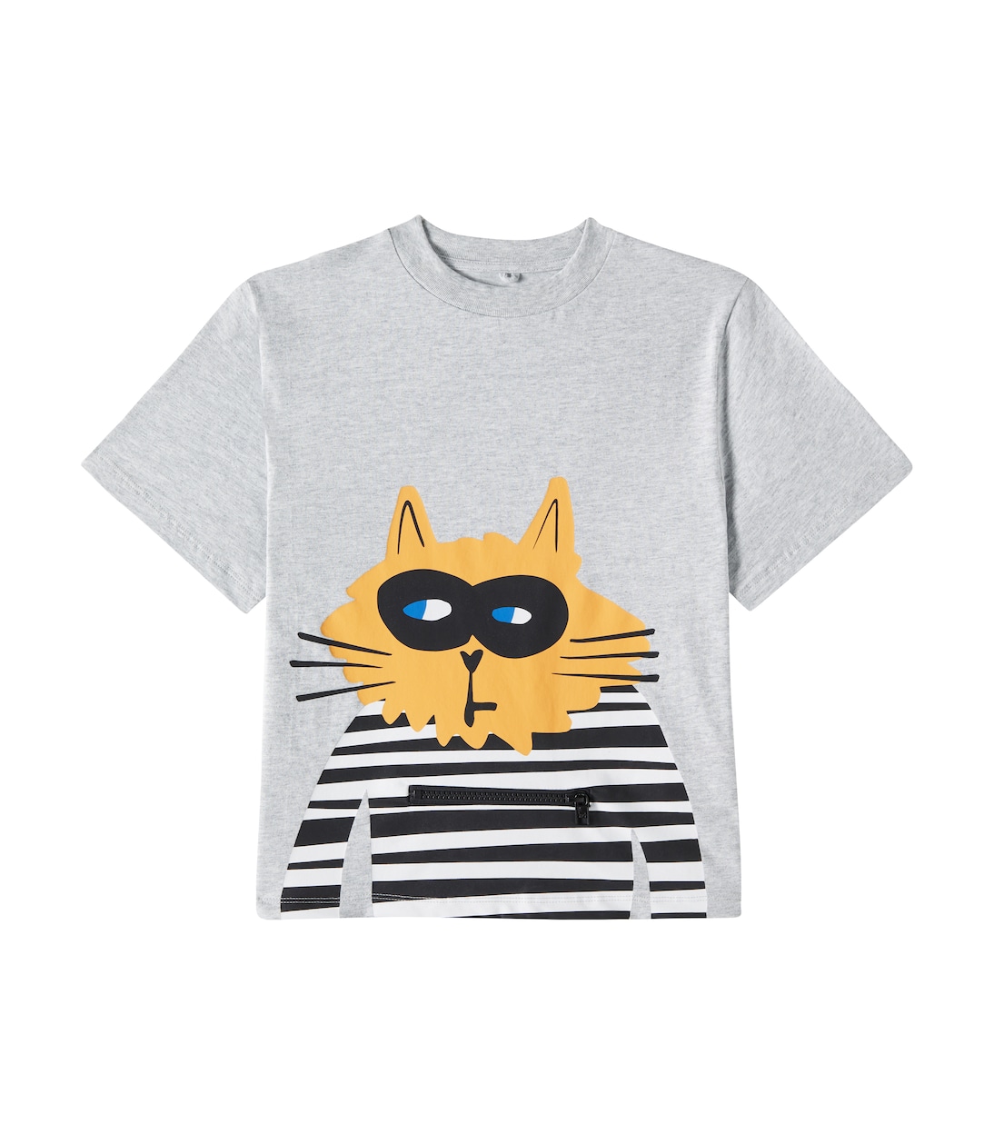 

Футболка из хлопка с принтом и застежкой-молнией Stella McCartney Kids, Grigio Medio Melange