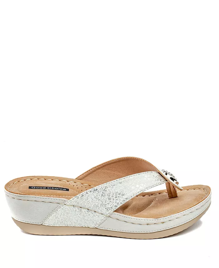 Женские босоножки на танкетке Dafni Thong Comfort Gc Shoes, белый — фото 2
