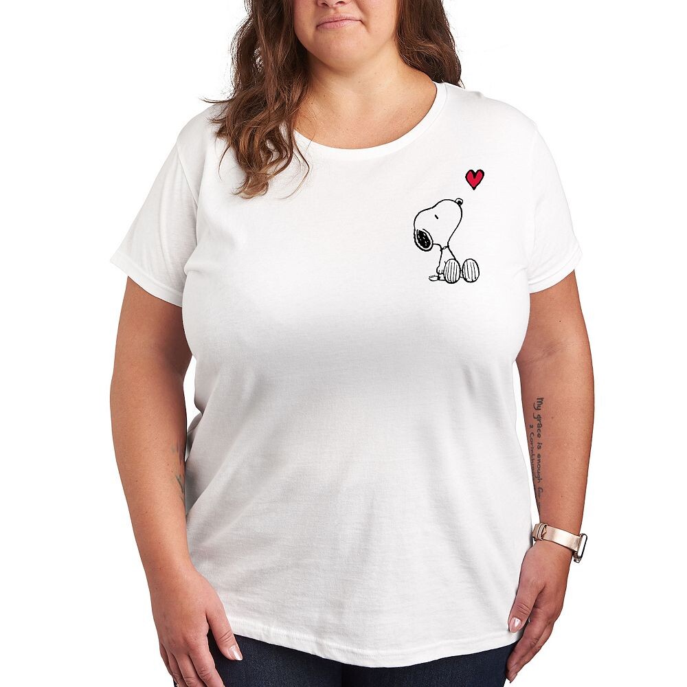 

Футболка Plus Peanuts Snoopy Heart с графическим принтом Licensed Character, белый
