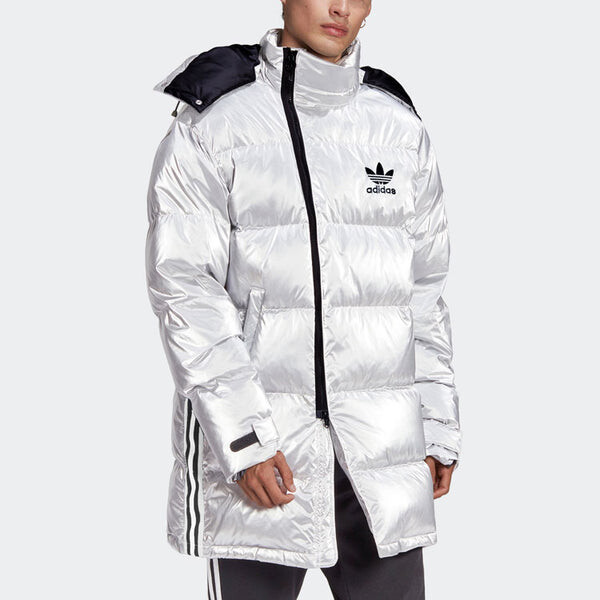 Пуховик adidas originals Metal Dwn Jkt Stay Warm Diagonal zipper Sports hooded down Jacket Silver, цвет silver — фото 3