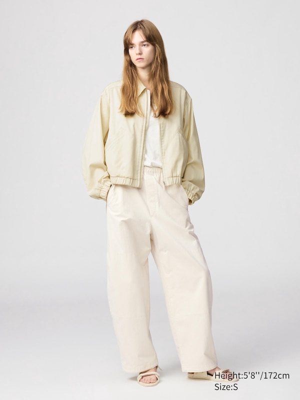 Короткая куртка на молнии Uniqlo, светло-бежевый — фото 3