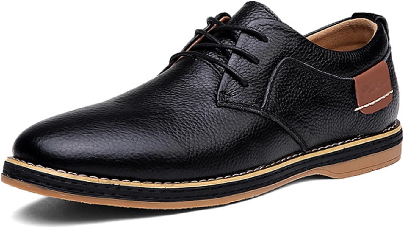 

Мужские повседневные кожаные классические туфли-оксфорды с крылом, удобные и противоскользящие деловые туфли, подходящие для офиса и вождения Generic, черный