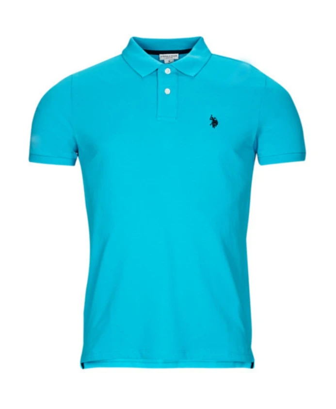 

Хлопковая рубашка-поло, сине-бирюзовая, мужская U.S. Polo Assn., синий