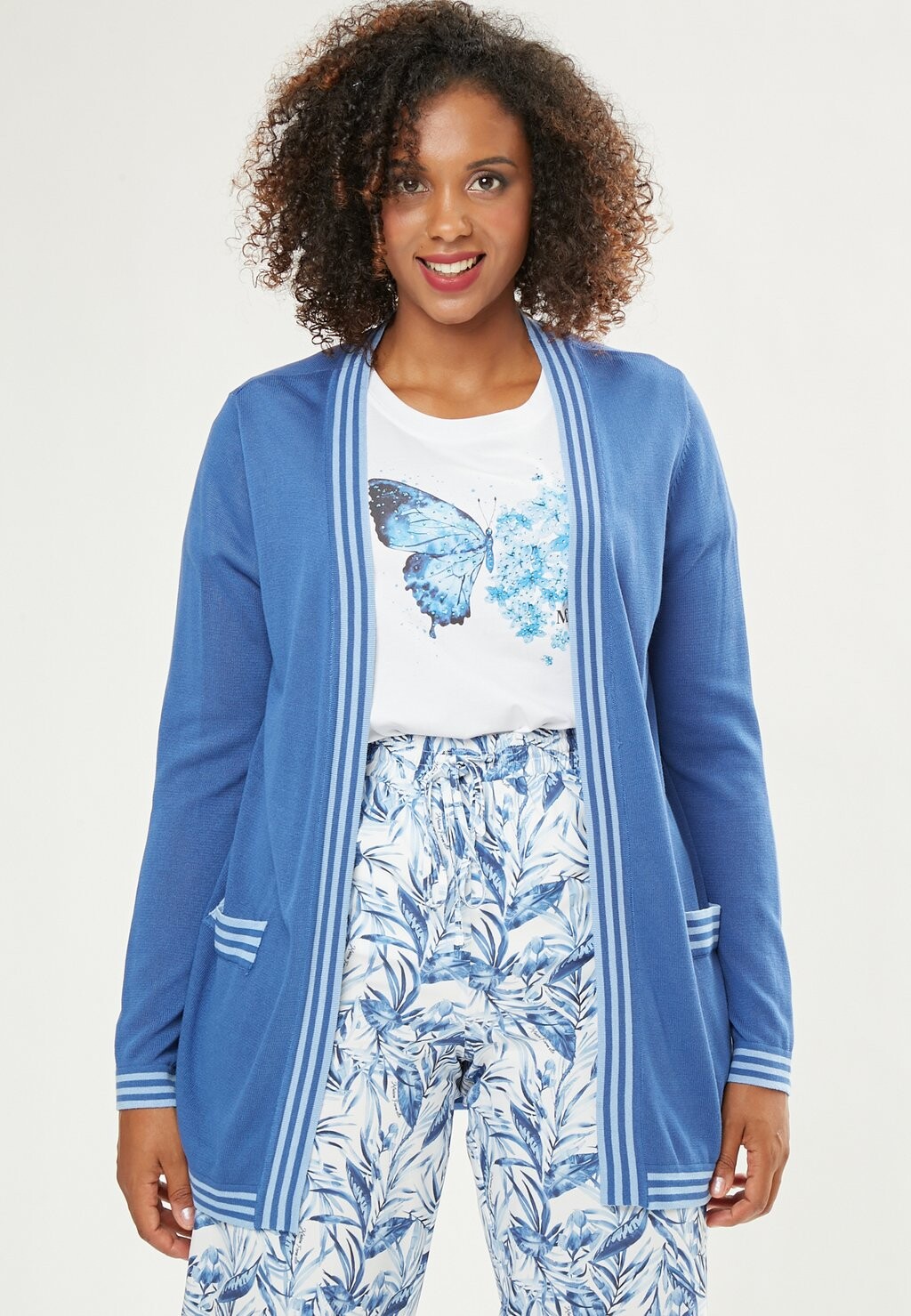 

Кардиган STRIPED HEM Maison Form'elle, цвет Mottled Blue