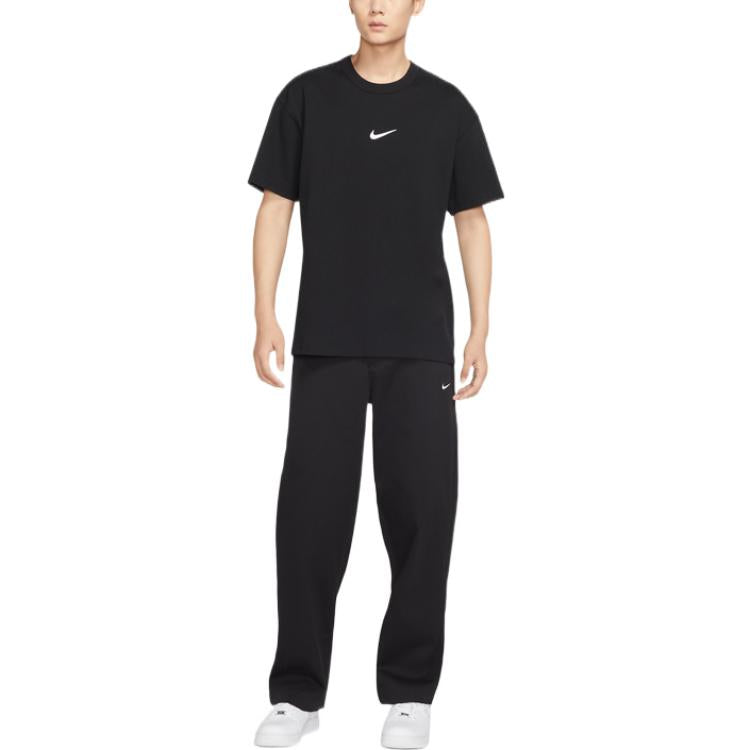 Повседневные брюки Men's Nike Life Solid Color Logo Printing Loose Straight Casual Pants/Trousers Black DX6028-010 — фото 4