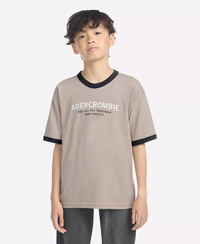 

Мальчиковая футболка с коротким рукавом рингер Abercrombie Kids, загар/бежевый